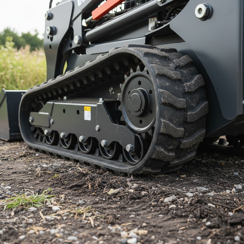 Small skid steer loaders equipped with tracks